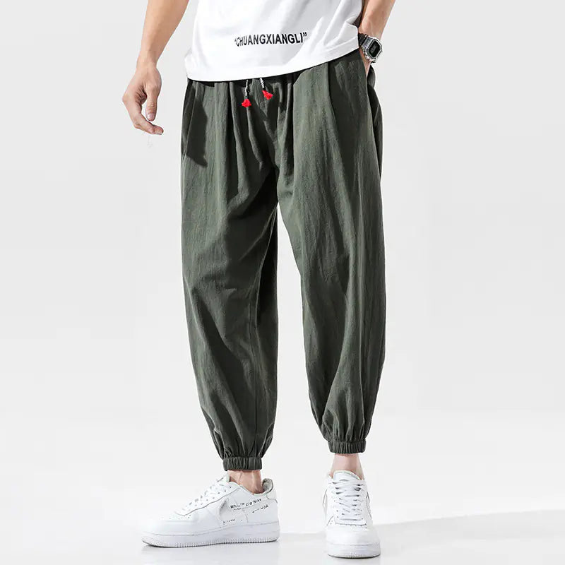 Casual Linen Cropped Pants