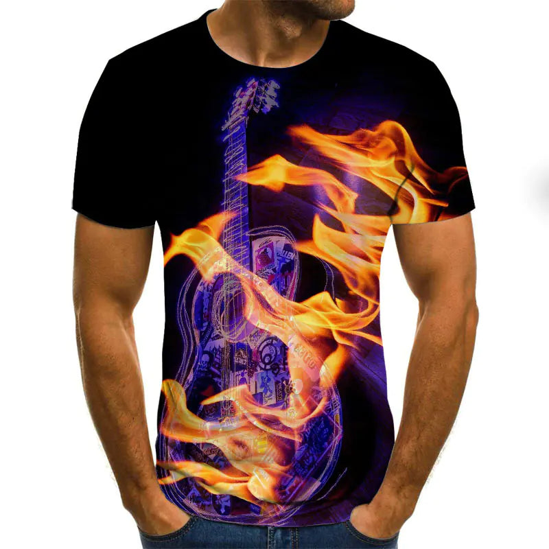 Skull & Flames Guitar Crusher Tee